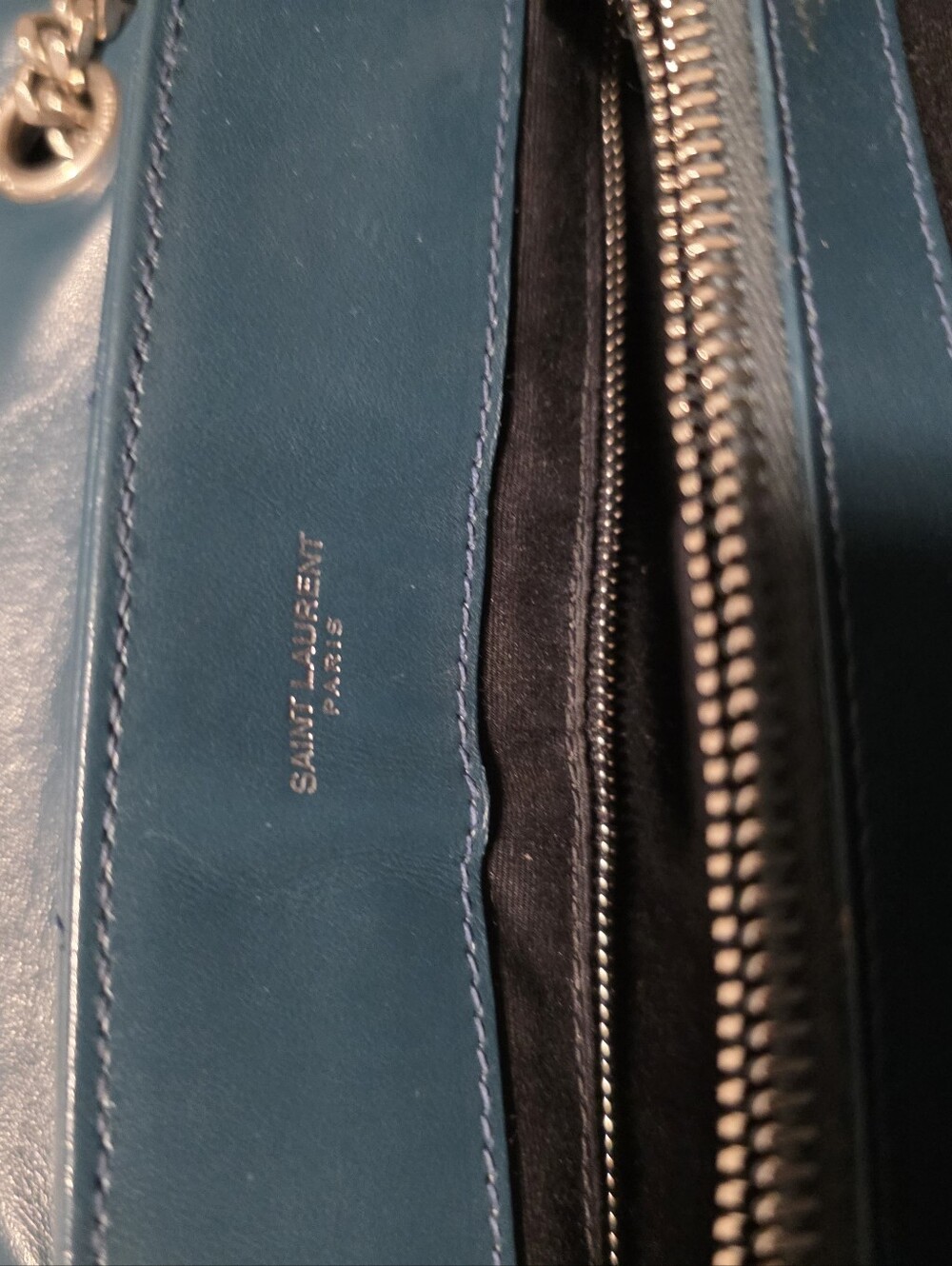Saint Laurent Chevron Quilted Shoulder Bag - Teal - Picture 13 of 16